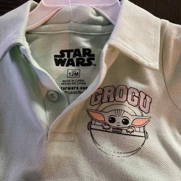 Star Wars Baby Yoda infant boys short outfit with sun hat  12 mon nwt - Picture 2 of 5